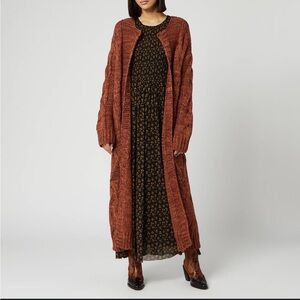 Free People Rust Cable Knit Long Cardigan